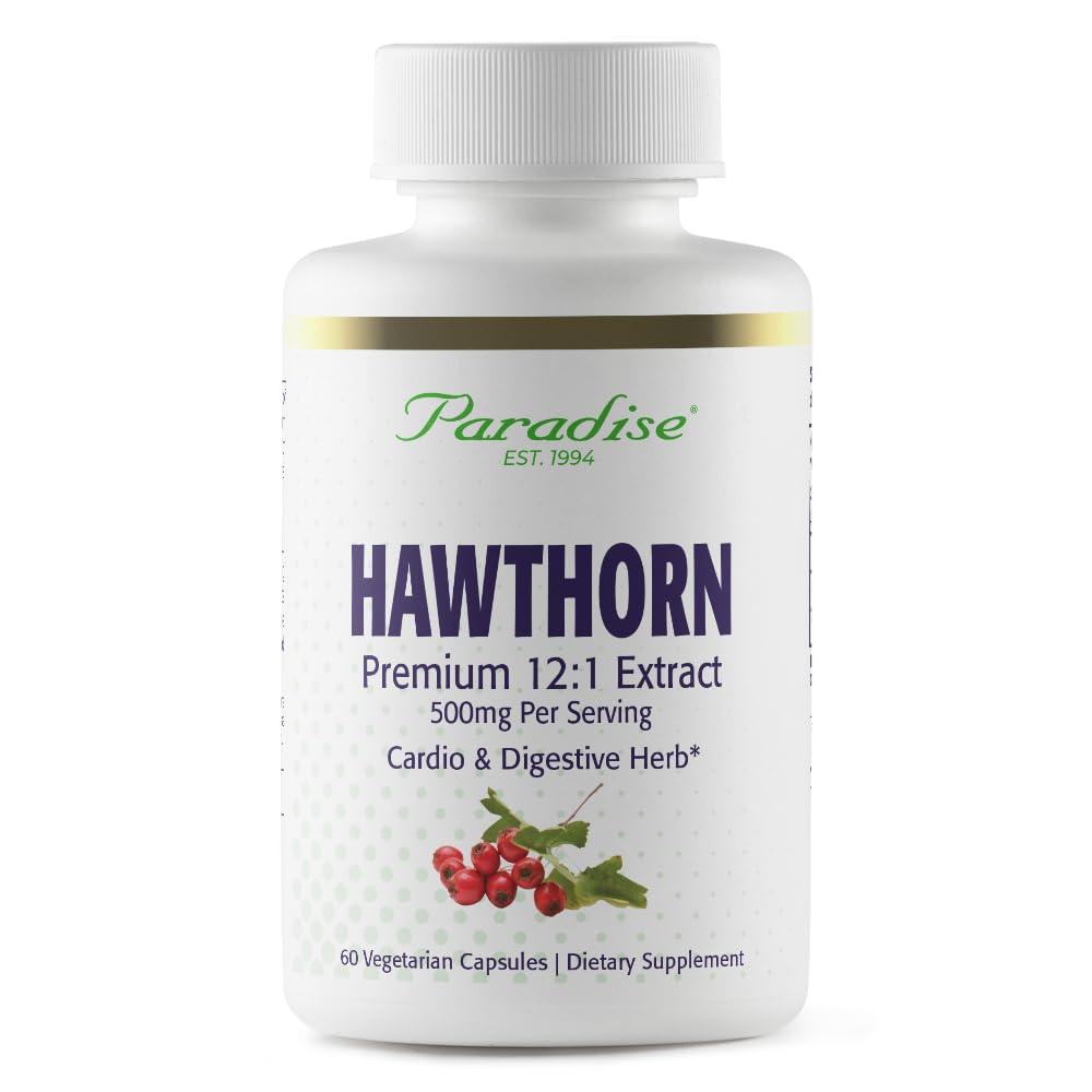 Rajové byliny Hawthorn Berry, Active Whole Spectrum Extract, Super Potent, Ultra Pure, Vegan, Non-GMO, Gluten Free, 60 Vegetariánske kapsuly
