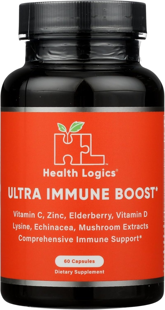 Health Logics Fortify! Capsules with Vitamin C, Zinc, Elderberry, Vitamin D, Lysine, Echinacea, and Mushroom Extracts for Powerful Antioxidant Immune Support, 60 Veggie Caps
