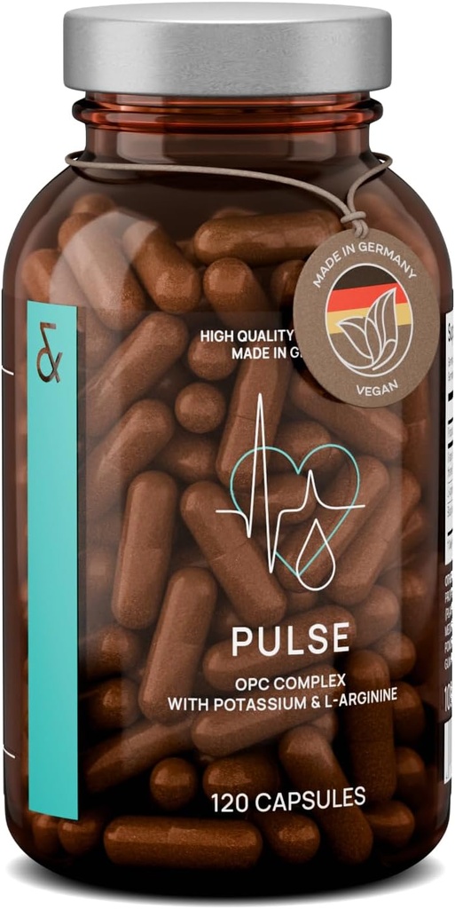 Premium podpora krvného tlaku s extraktom z hroznových semien, L-arginín, čierny cesnak extrakt a draslík - 120 kapsúl