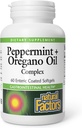 Prírodné faktory, Peppermint & Oregano Oil Complex, Tráviaca pomoc pre Gastrointestinálne zdravie, 60 softgels
