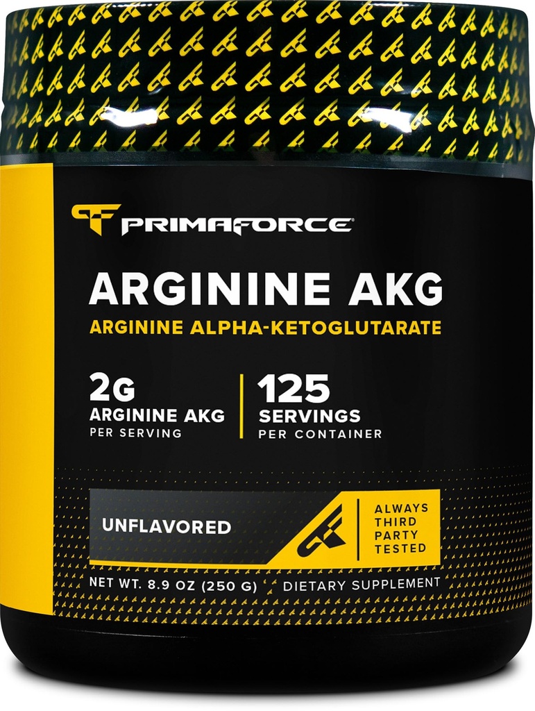 PrimaForce AAKG Arginin prášok, 250 gramov (L-arginín a kyselina alfa-ketoglutarová) Premium Workout Supplement, non-GMO, Vegan, Gluten Free