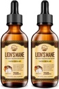 Živé Lions Mane Supplement, Liquid Huba extrakt kvapky, 8 Huby komplex pre imunitný systém, pamäť, Focus Boost, Huba Supplement with Lion's Mane, Cordyceps, Reishi, Vegan, 2 balenie