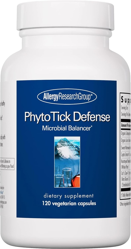 Allergy Research Group Phyto Tick Defense Supplement - Mushroom Complex, Mushroom Extract Powder in Convenient Kapsule, Nootropic with Lions Mane, Cordyceps, Beta Glucans - 120 Vegetariánske kapsule
