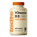 Incite Nutrition Vitamin D 5000 iu - 400 Premium Vitamín D3 Ľahko prehĺtané mikro tablety - vysoká sila cholekalciferol VIT D3 5000iu - Vegetariánske doplnky - vyrobené vo Veľkej Británii