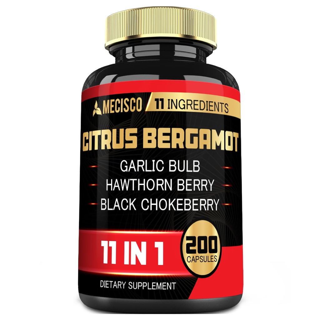 11in1 Citrus Bergamot Supplement 1000mg s Olive Leaf, Hawthorn Berry, Guggul, Cesnak, a viac - Podpora imunita, obehový systém a celkové zdravie - 200 Kapsule