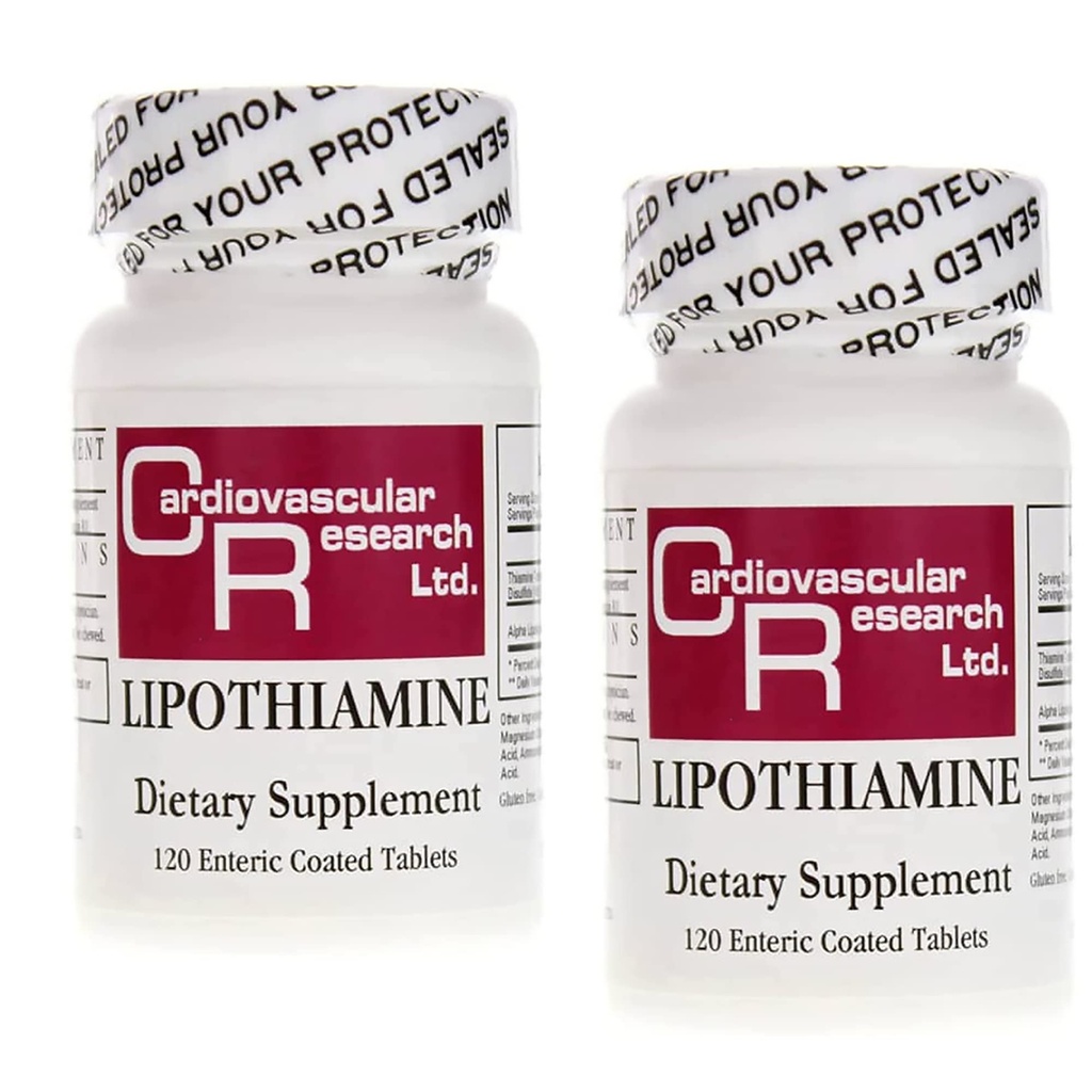 Kardiovaskulárny výskum Lipothiamin B doplnok 240 tabliet - vitamín B1 Teraz s kyselinou Alpha Lipoová - 2 X 120 Počet