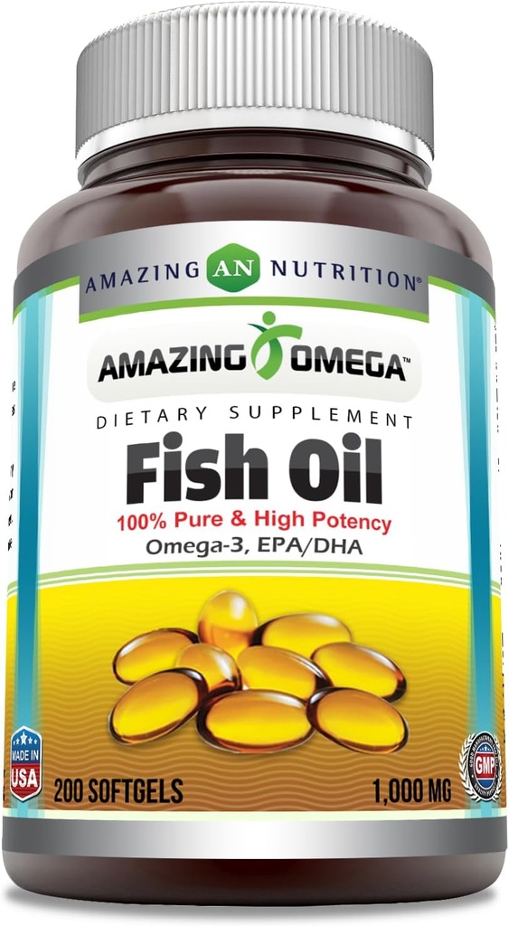 Amazing Omega Fish Oil 1000 mg Softgels Supplement 