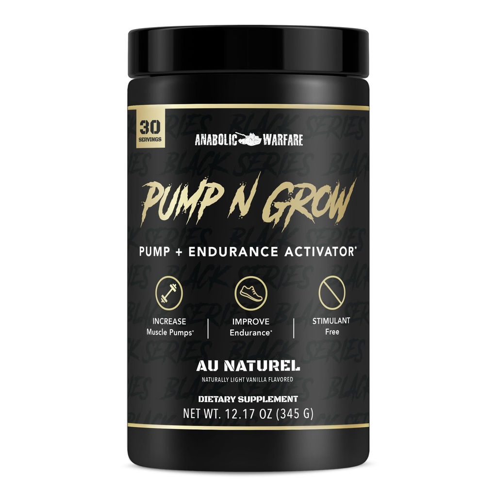 Anabolické Warfare Pump-N-Grow Muscle Pump Supplement Caffeine Free Pre Cvičenie s L-Citrulline, L-Arginine, Beta-Alanine (Au Naturel 30 Servings)