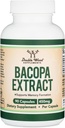 Bacopa Monnieri Kapsule 20% Bacosides 450mg, 90 Count (non-GMO, Gluten Free) Brahmi extrakt (Memory Supplement for Brain Health, Focus, and Cognitive Function) by Double Wood