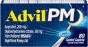 Advil PM Bolesť Reliever a Nočný spánok Pomoc, Bolesť Medicína s Ibuprofen pre úľavu od bolesti a difenhydramín Citrát pre pomoc pri spánku - 80 Počet (Pack of 2)