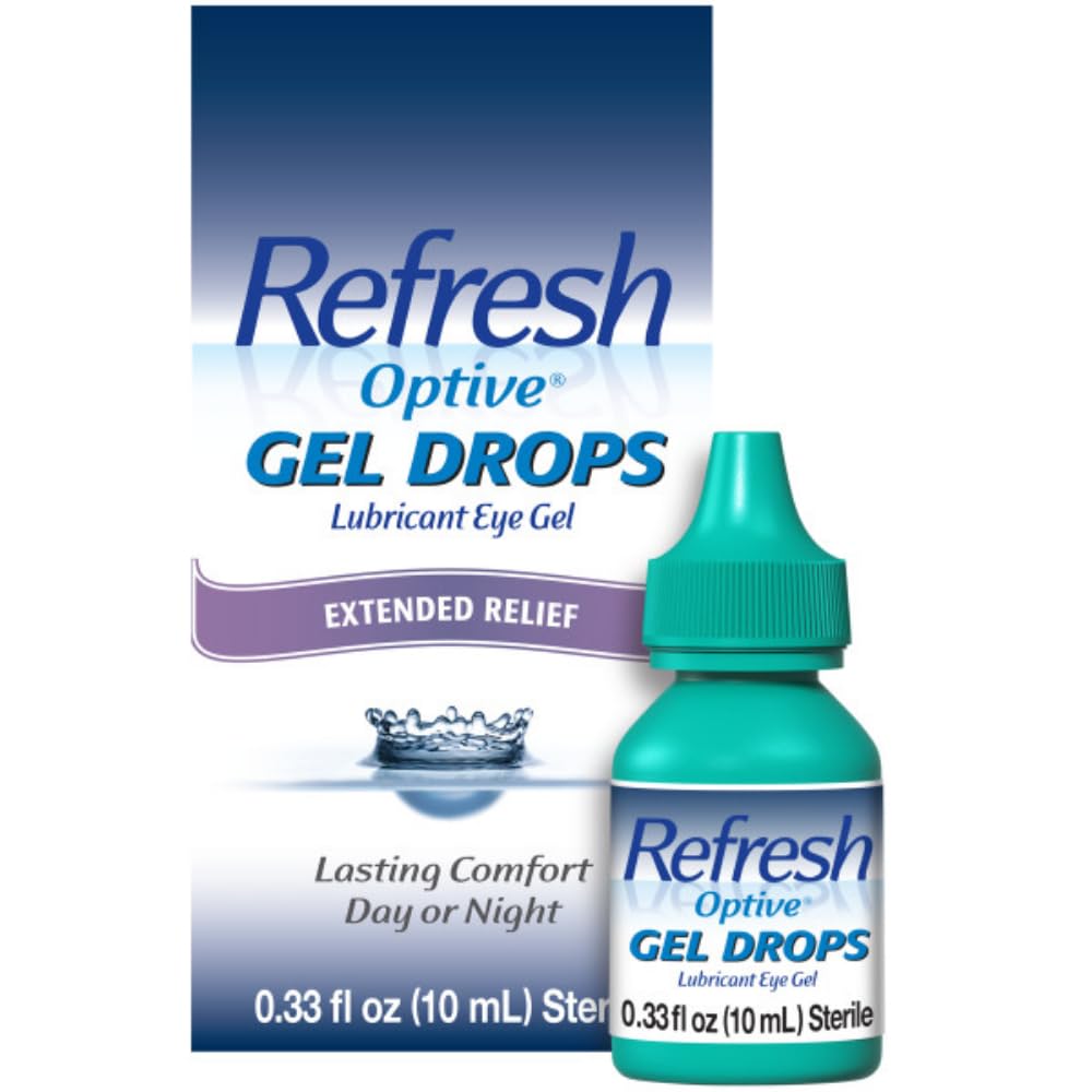 Refresh Optive Gel Drops Lubricant Eye Gel For Suché oči, 0.33 Oz Sterilné