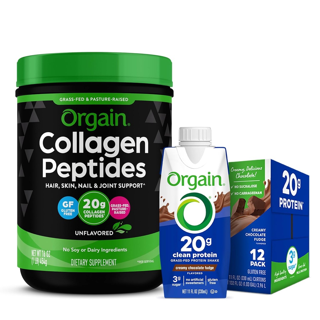 Orgain Grass Fed Hydrolyzed Collagen Peptidy Protein Powder - Paleo & Keto Friendly, Amino Acid Supplement, Pasture zvýšil a tráva Fed čistý proteín Shake, krémová čokoláda Fudge - náhrada jedla