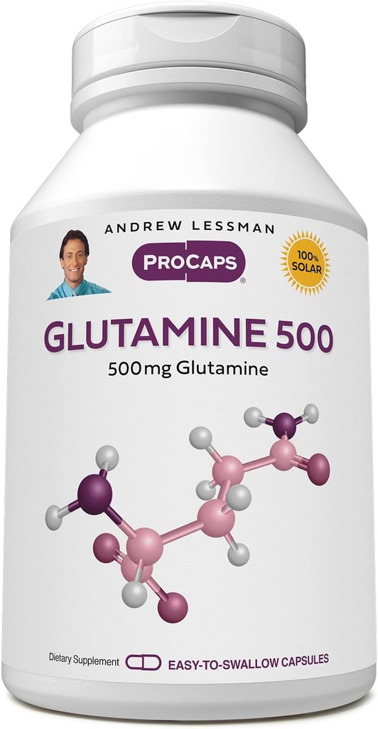 ANDREW LESSMAN glutamín 500 mg - 60 kapsúl - bezplatná forma aminokyseliny. Podporuje Skeletálne svaly, Gastrointestinálne zdravie. Udržuje zdravé obličky, pečeň, srdce, mozog. Kapsuly ľahko prehltnúť.