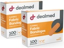 Dealmed Fabric Flexible Lepiace pásy 100 Gróf (2 balenia) Pásky s non-Stick Pad, Latex Free, Wound Care for First Aid Kit, 3" x 3/4"