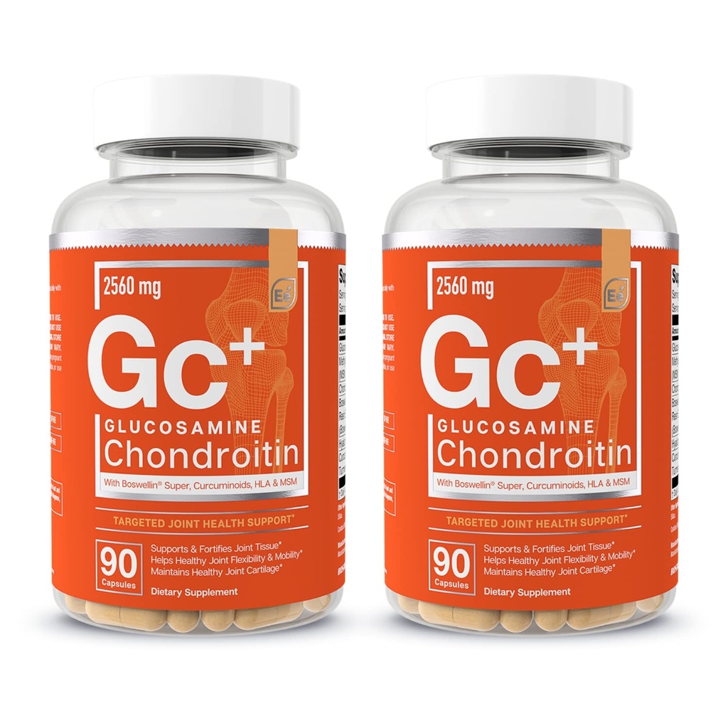 Základné prvky Glukozamín Chondroitín MSM Boswellia Serrata Kyselina hyalurónová Supplement Joint Support Antioxidant Supplement for Flexibility - 180 Kapsule (2-Pack)