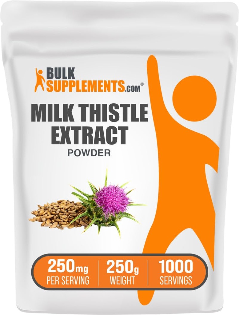 BulkSupplementments.com Milk Thitle Extract Powder - Bylinné doplnky, Mlieko Thitle Supplement - bez lepidla, 250 mg na obsluhu, 250g (8,8 oz) (Pack of 1)