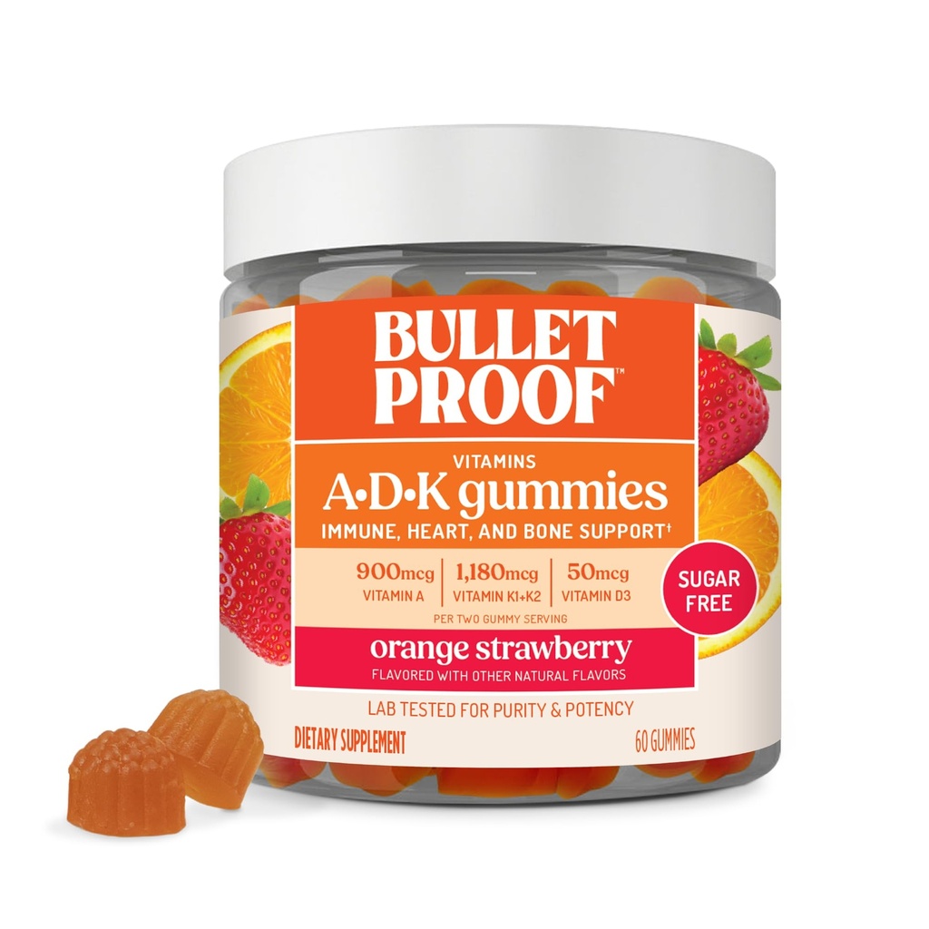 Nepriestrelné Oranžové vitamíny bez cukru A+D+K Gummy, 60 grófov, Keto doplnok pre srdce, kosti a imunitnú podporu, nové a vylepšené Formula a textúra, balenie máj Vary