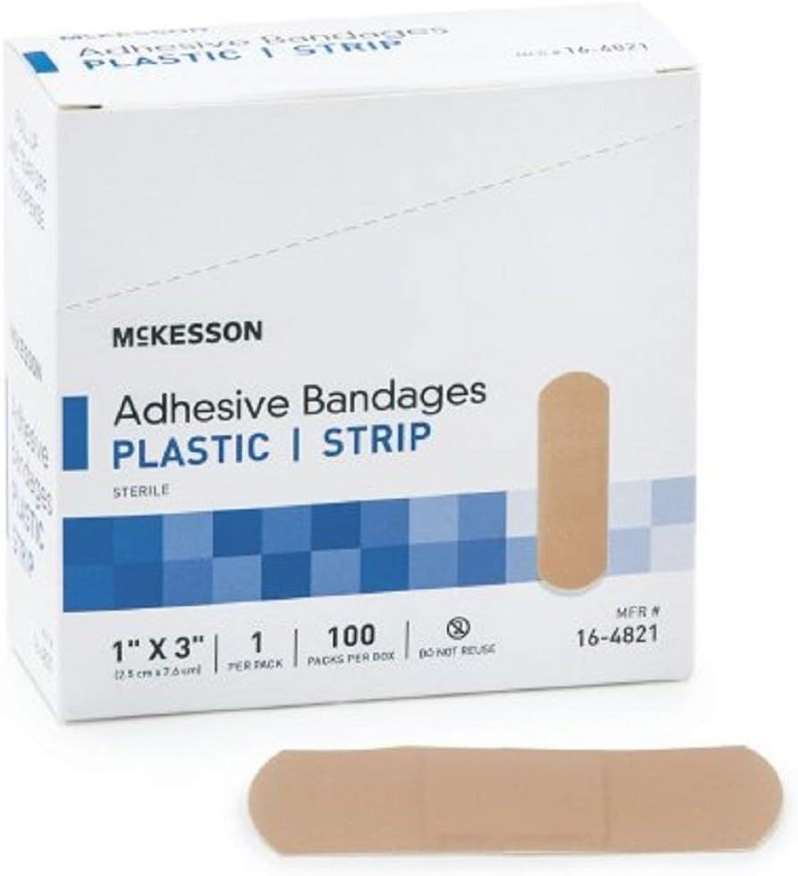 McKesson - Lepiaci prúžok McKesson 1 X 3 palec Plastový obdĺžnik Tan Sterilný - 100/Box - McK