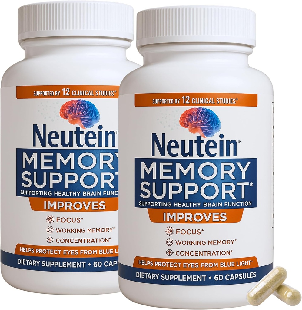 Natural Brain Booster pre pamäť, a zdravie mozgu - Extra sila Plant-založené Cognitive Support Supplement for Adults & Seniors, Made in USA (2 balenia, 120 kapsúl)