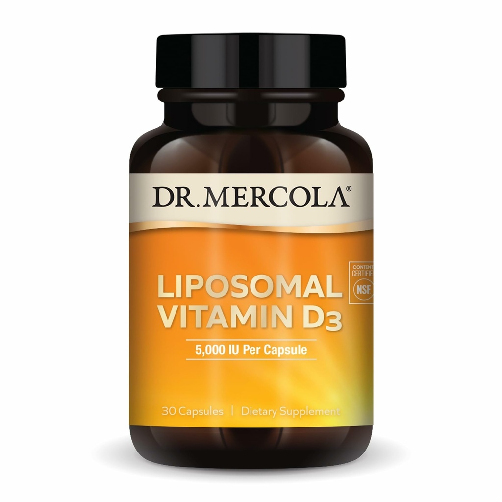 Dr. Mercola Lipozomálny vitamín D3 - podporuje zdravie srdca, kostí a imunitného systému - 5 000 IU na obsluhu - non-GMO, Soy Free & Gluten Free - 30 kapsúl (30 dávok)