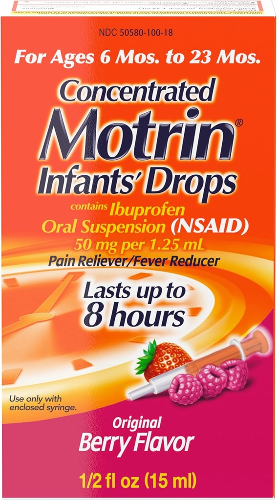 Infants' Motrin Concentrated Drops, Fever Reducer, Ibuprofen, Berry Ochutené.5 Oz