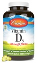 Carlson - vitamín D3, 4000 IU (100 μg), zdravie kostí a imunity, cholekalciferol Supplement, kapsuly bez gluténu vitamín D, 360 softgelov