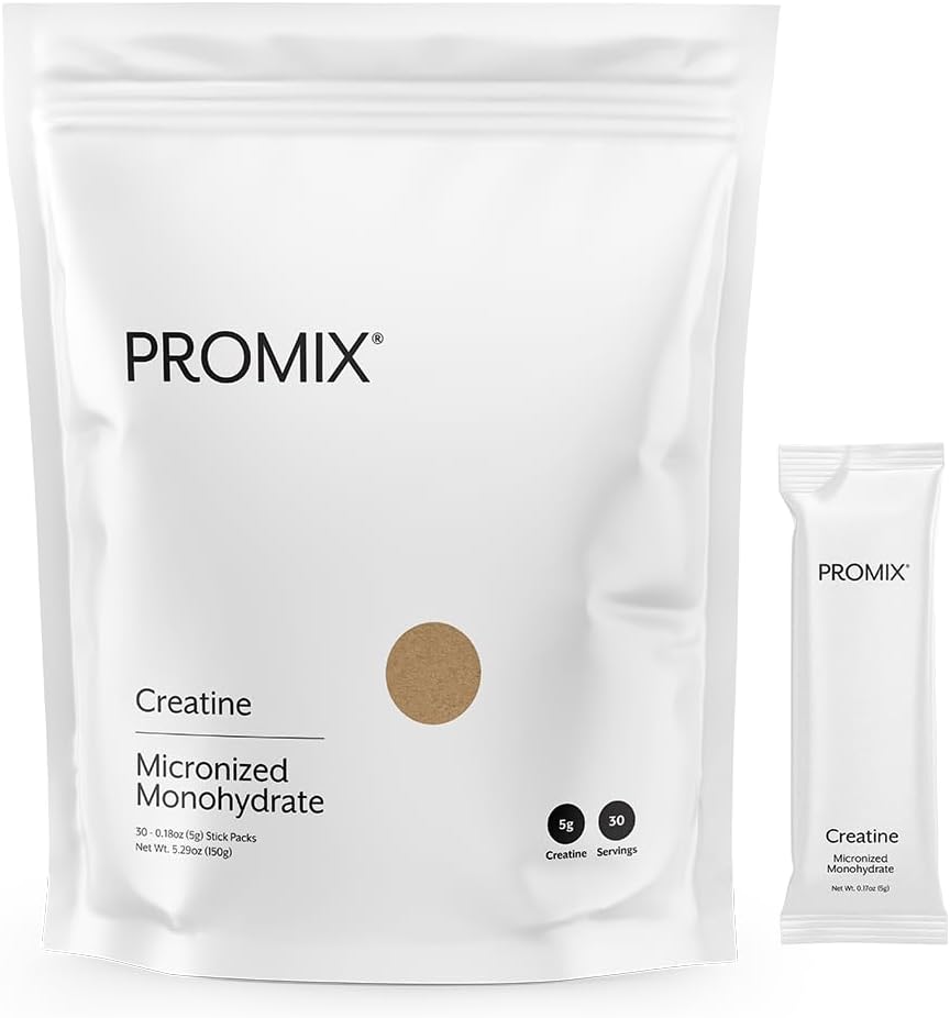 ProMix Nutrition Creatine Monohydrate Cestovné balenia, 5g mikronizovaného čistého kreatínu pre mužov a ženy, podporuje rast a zotavenie svalov, Vegan - 30 porcií