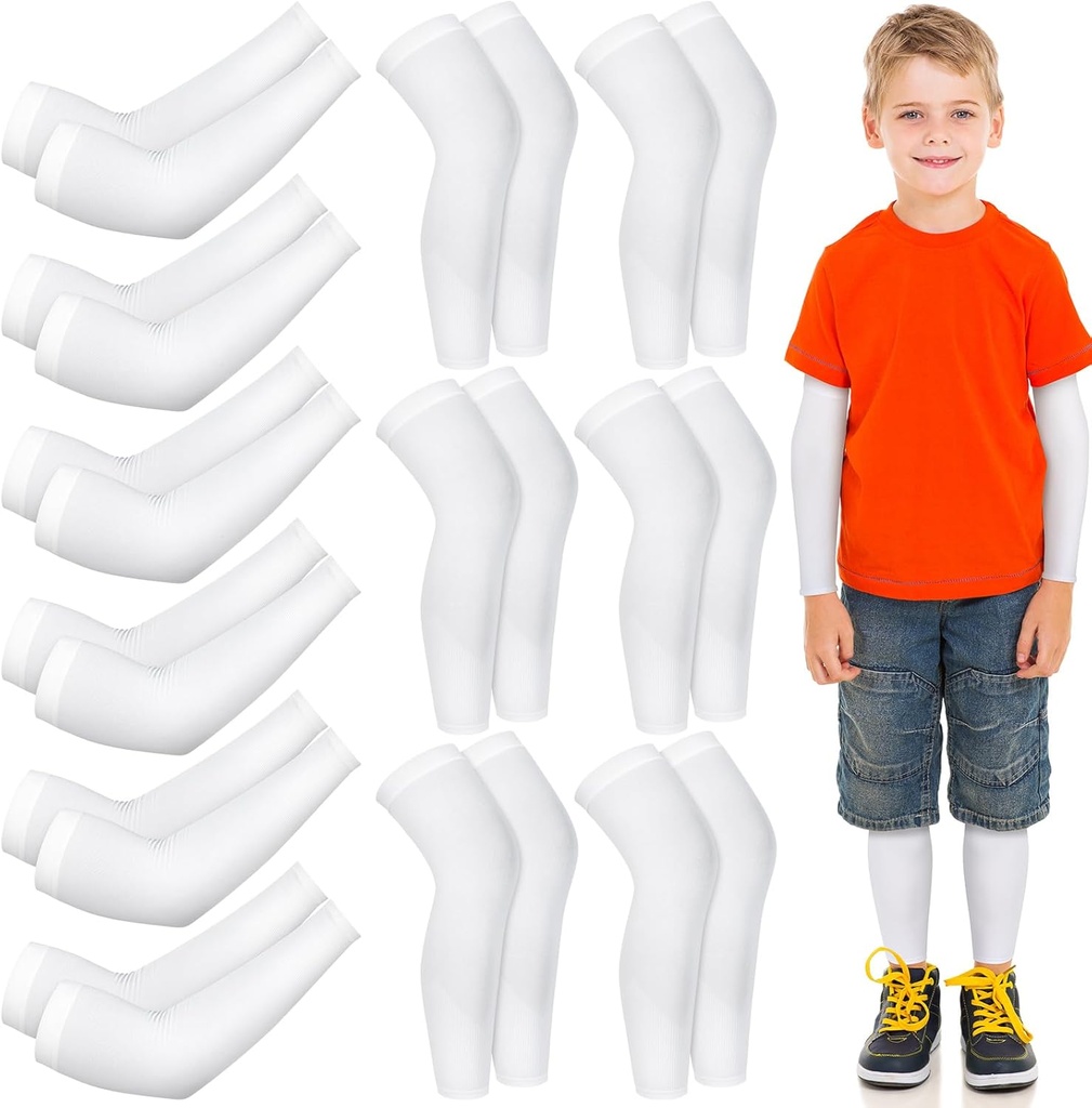 Panitay 6 Nastaviť ekzém rameno a nohy rukávy Scratch elastické rameno rukávy Knee Zalomiť ekzém kryt pre Itch Relief a mokrá terapia [Kid, White]