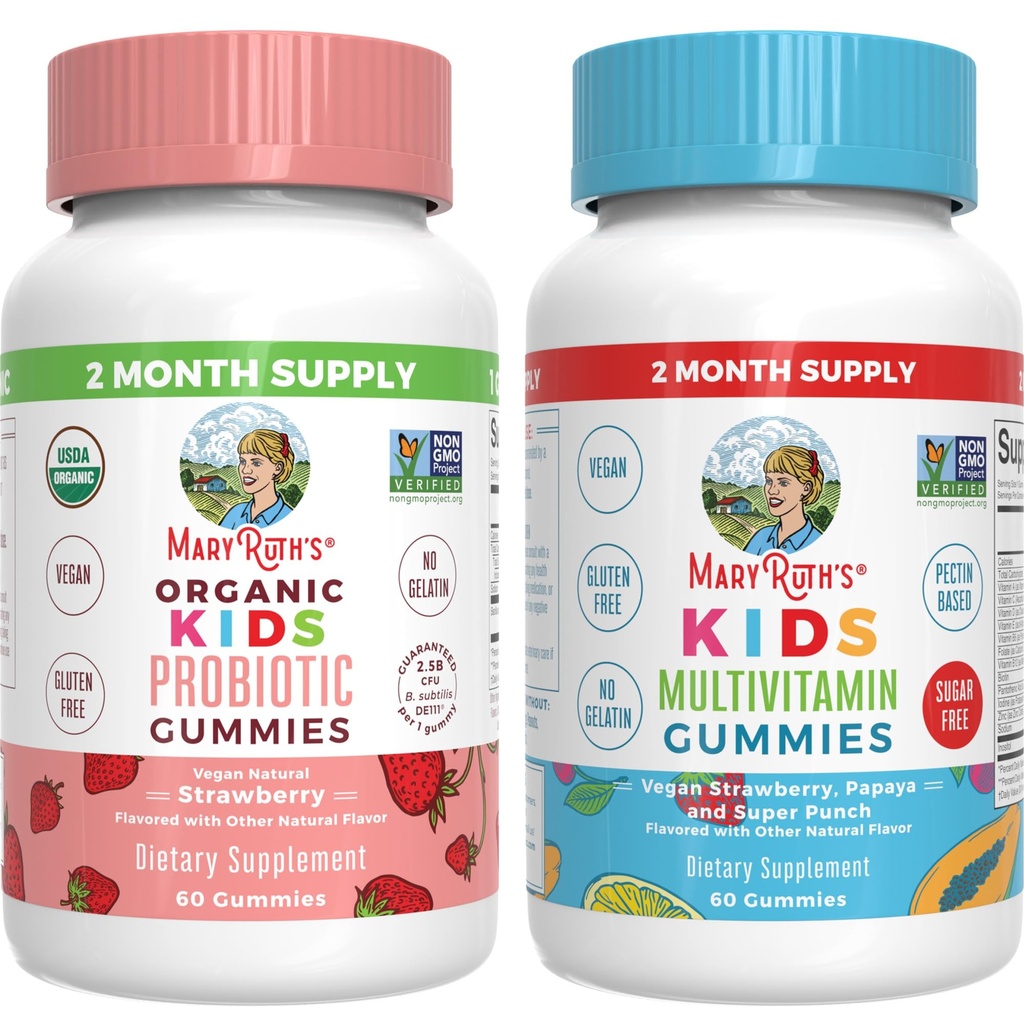MaryRuth Organics Multivitamínové a probiotické Gummy (Jahoda) pre deti 