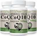 Lipozomálne CoQ10 800mg Ubichinol Softgel, Max Absorbcia Ubichinol Koenzým Q10, Ubichinol CoQ10 Supplement for Antioxidant, Heart Function & Energy Production, Pure CoQ10 800mg, 180 Vegan Softgels