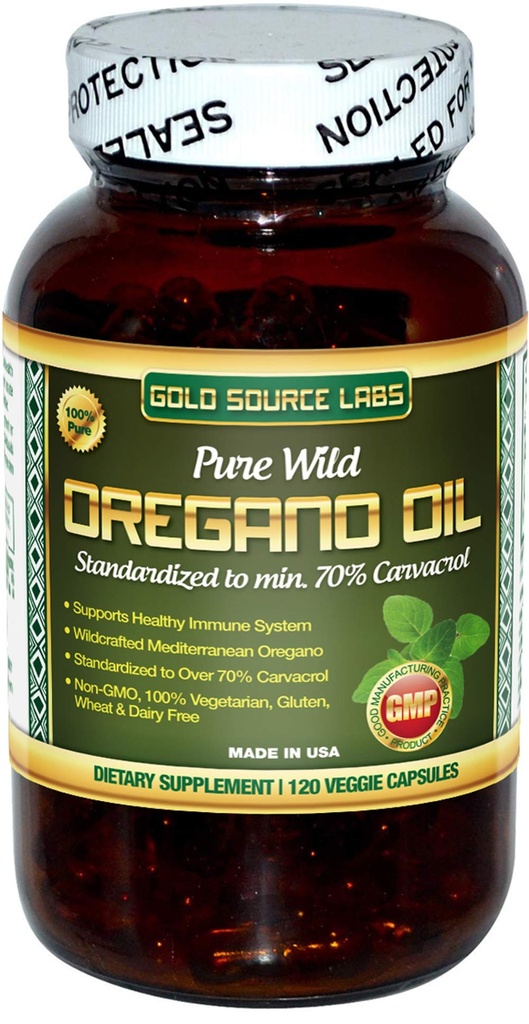 Wild Oregano Oil Kapsule - 120 Liquid Veggie Softgels - Pure Standardized Wild Oregano Leaf Extract ponúka 70% Carvatrol (32 mg) pre Immune System Health - Non GMO, Vegan, Gluten Free