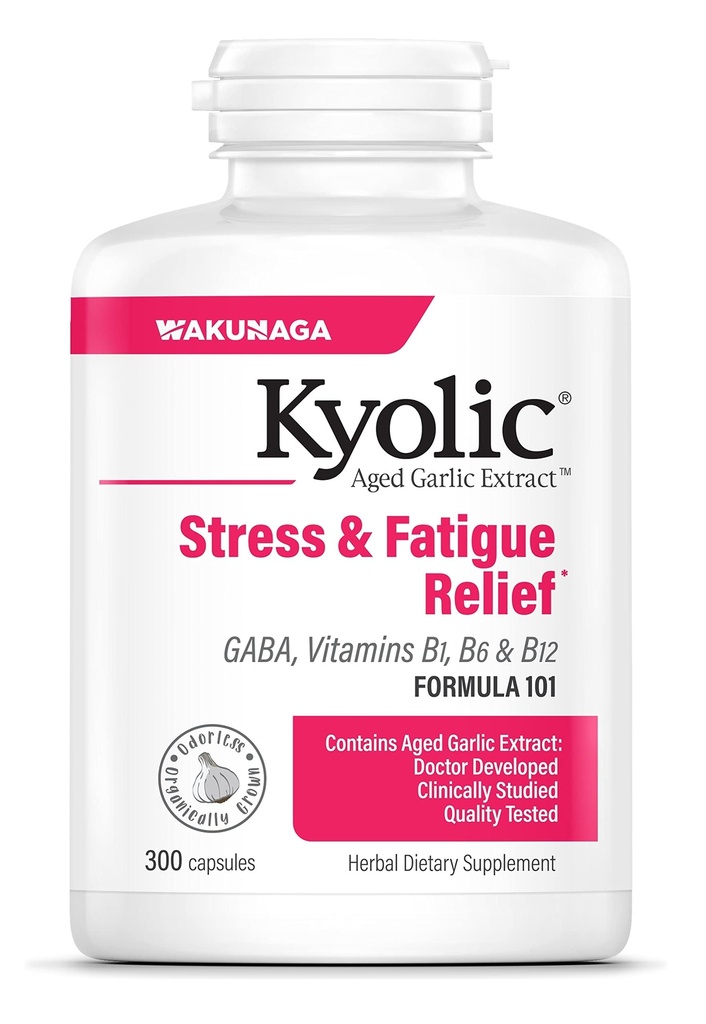 Kyolic Aged Cesnakový extrakt Formula 101, Stres a únavová úľava, 300 Kapsule.