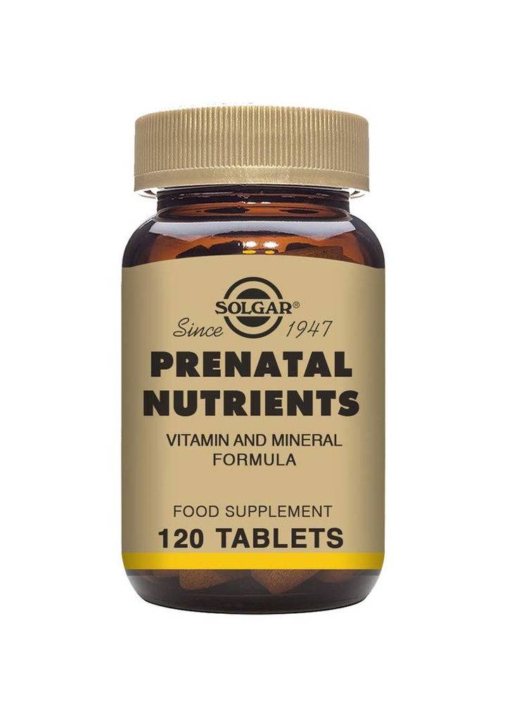 Solgar Prenatálne Nutrienty - 120 tabliet - Multivitamínová a minerálna formula pre tehotné a dojčiace ženy - Vegan, Kosher & Gluten Free - 30 porcií
