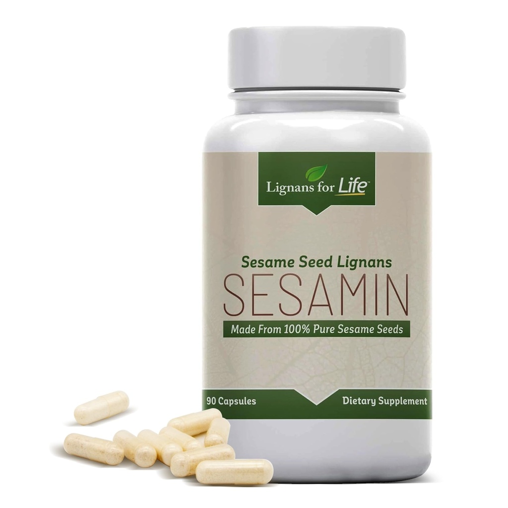 Lignany pre život sezamový extrakt - 540 mg s 81 mg sesaminu a 27 mg sesamolínu, zdravie pečene a Imunitná podpora Supplement for Hormone Balance and Celkové Wellness u mužov a žien, 90 kapsúl