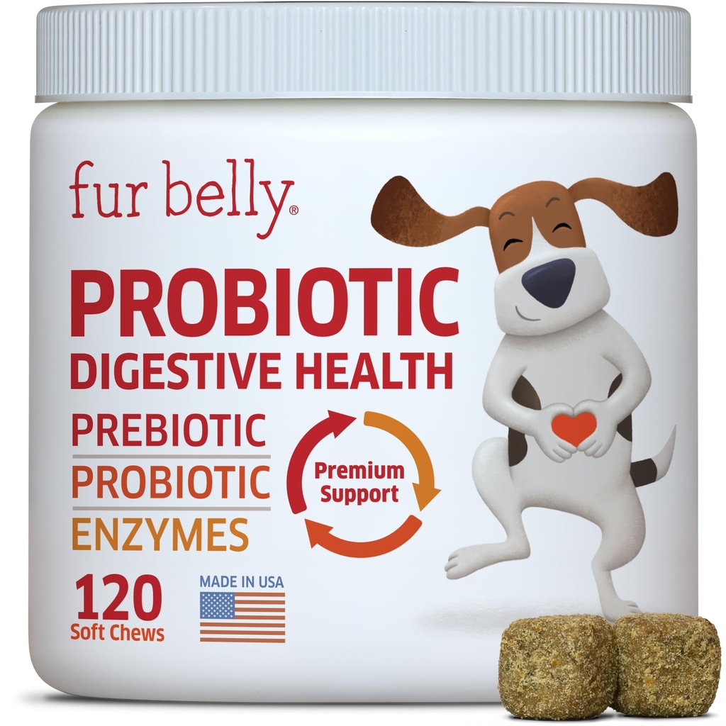 Probiotiká pre psy - Hot Spot Remedy pre psy + Prebiotiká - Psie alergie Žuvačky - Zlepšiť trávenie a nakaziť brucho, Reliéve plyn a hnačka, Psie probiotiká a tráviace enzýmy, 120 Psie probiotické Chews