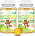 Horčík Gumičky pre deti - Horčík Glycinate Gumies Supplement with L-Theanine, Vitamín B6, D3 pre dospelých a deti, Pokojný horčík pre spánok, Relaxácia, Mozog, Bobes, Sugar Free Ananás 120ct