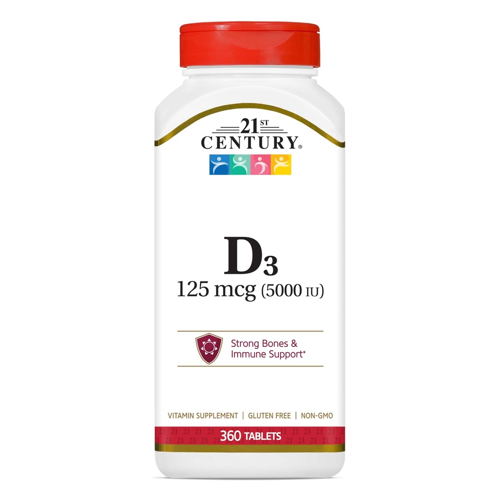 21st Century D3 5000 IU Tablets, 360 Count (Pack of 1)