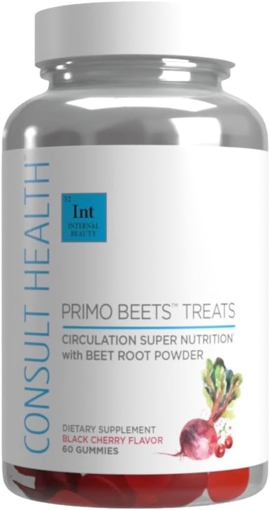 Consult Health - Primo Beet Treats Gummies - Circulation Super Nutrition with Beet Root Powder - Black Cherry Flavor