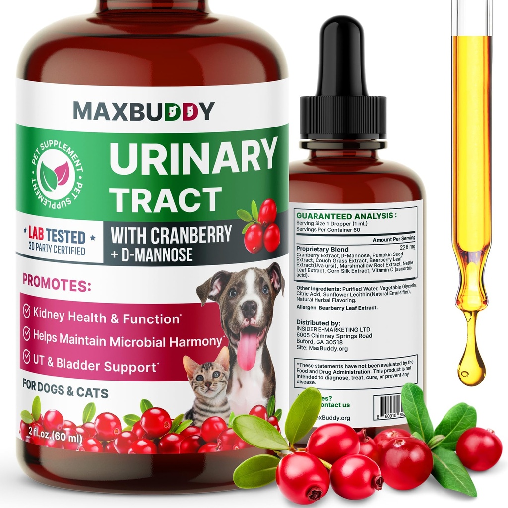 MaxBuddy Natural UTI Liečba Podpora - Brusnice močovej Tract infekcie starostlivosť a prevencia pomoc pre mačky a psy 