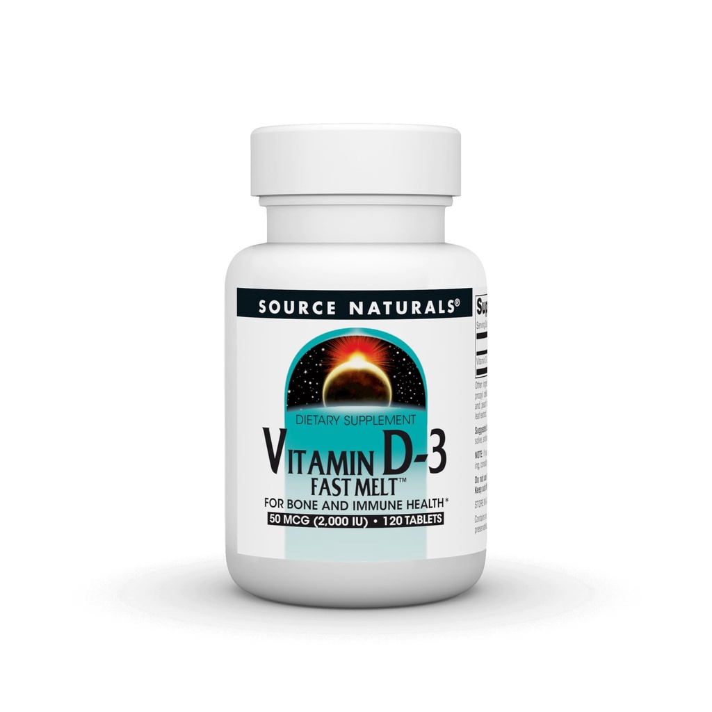 Zdroj Naturals Vitamín D-3 Rýchle roztopenie, podporuje Bone & Immune Health* - Black Cherry Peach Plavor - 120 Rýchle roztopené tablety