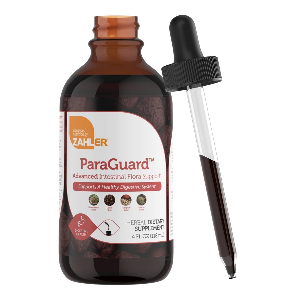 Zahler - ParaGuard Liquid Drops - Gut Health Supplement - Formula má Wormwood, Cesnaková cibuľa, tekvicové semeno, Clove & More - Prírodná podpora pre ľudí - Certified Kosher (4 Oz) (4 oz., Drop)