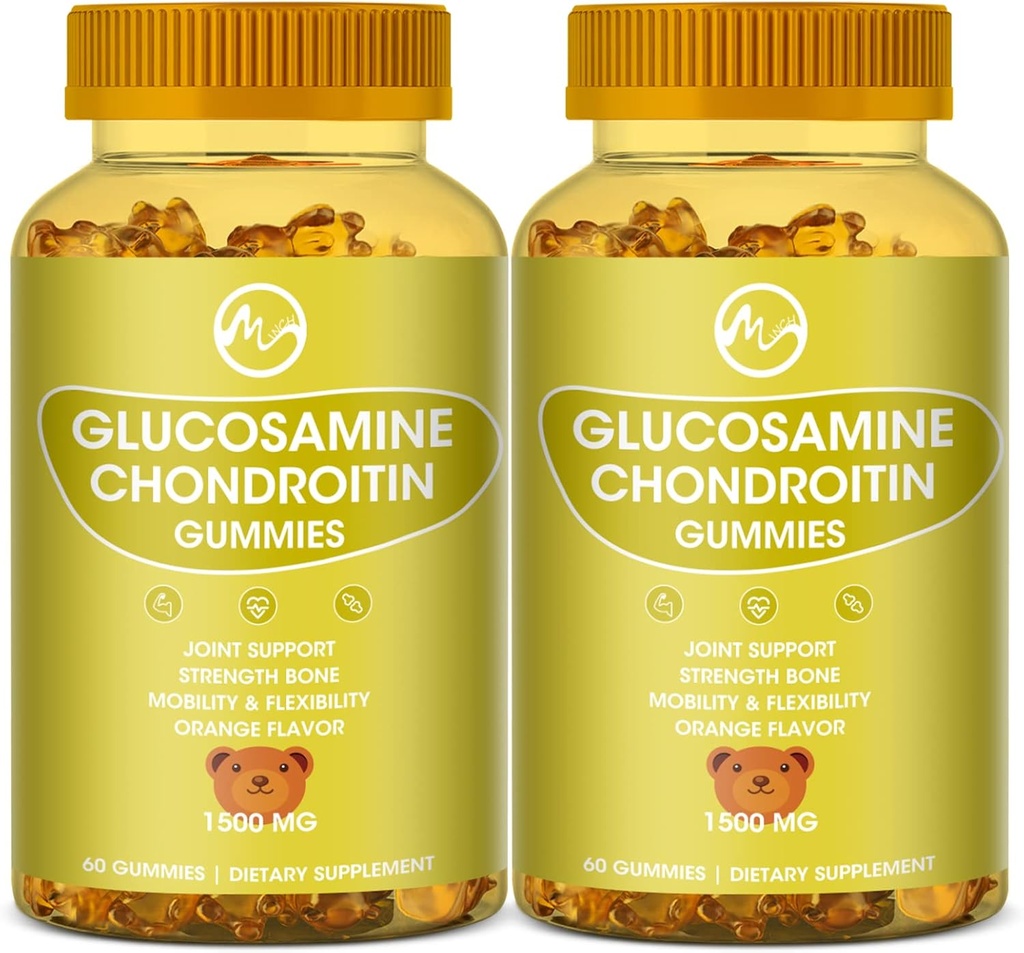 Glukozamín Chondroitín Gummies s MSM - 1500 mg Extra sila pre spoločnú podporu, Imunitná podpora - pre dospelých, Muži a ženy, 60 Počet, Balíčky po 2