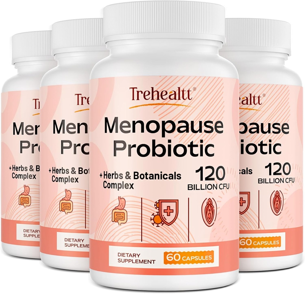 Doplnky na menopauzu pre ženy, 120 miliárd CFU Probiotiká, 13-in-1 byliny a botanický komplex, pre Hormone Menopauza, horúce záblesky, nočné potenie, opuchy nálady, poruchy spánku, Vegan, 240 kapsúl