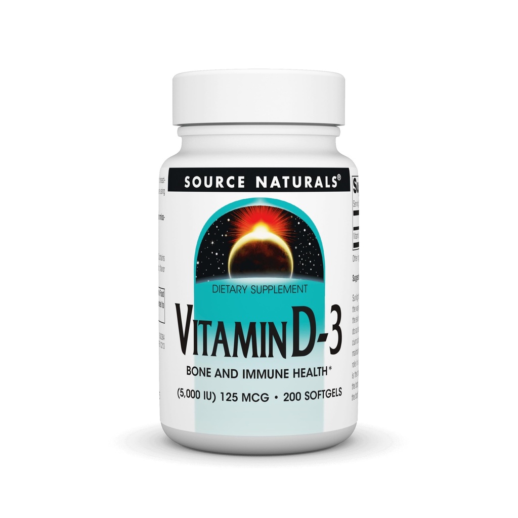 Zdroj Naturals Vitamín D-3 5000 iu podporuje Bone & Immune Health* - 200 Softgels