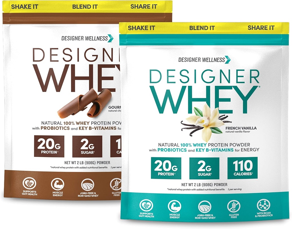 Designer Wellness, Designer Srvátka 2lb Francúzska Vanilla a 2lb gurmánska čokoláda
