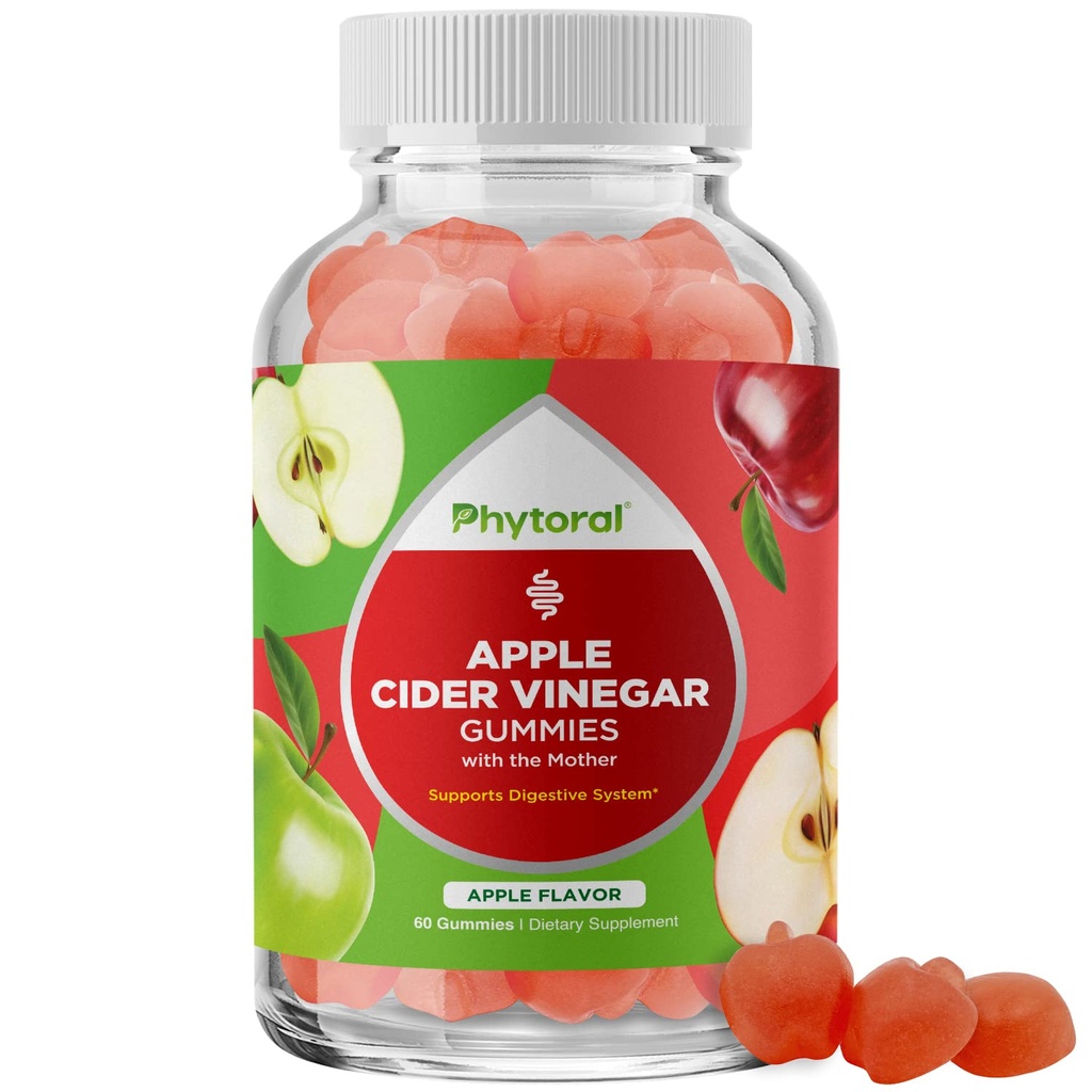 Jablkový Cider Ocot Gumies s matkou - ACV Gumies s matkou pre dospelých pre imunitnú podporu Trávenie Gut zdravie a energetická podpora doplnok - Jablkový Cider Ocogar Gummy Vitamíny pre dospelých