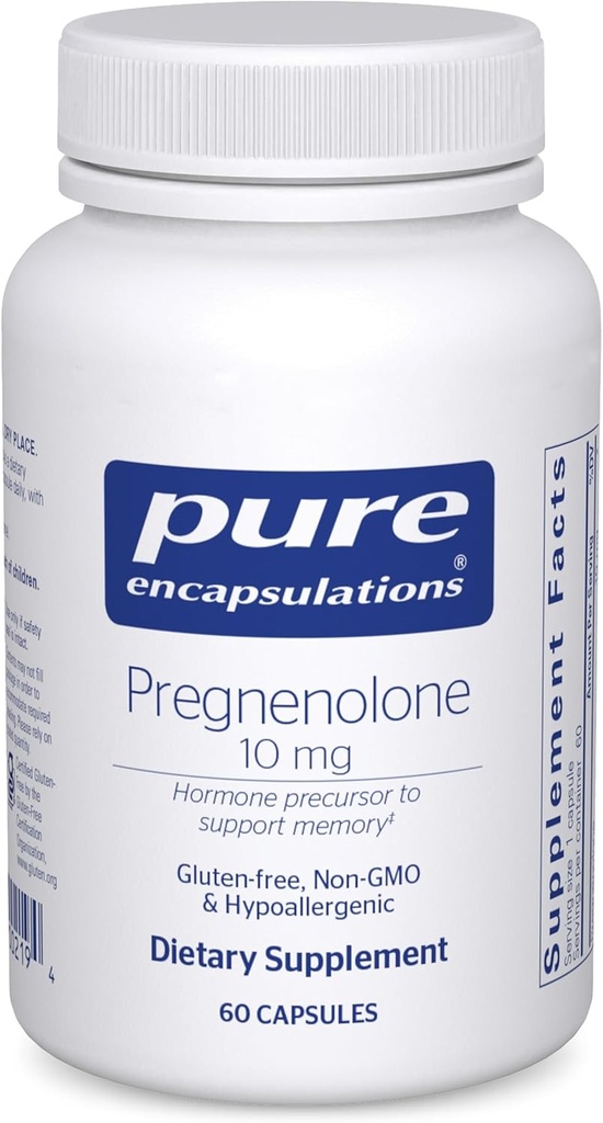 Pure Encapsulations Pregnenolón 10 mg - Podpora Pamäť a Hormone Balance* - Hormone Precursor - Gluten Free & Non- GMO - 60 Kapsule