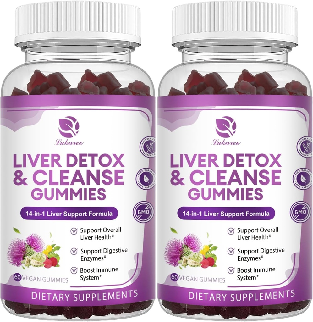 Čistenie pečene Detoxikácia a opravy Gummy - Extra sila 14 v 1 Pečeň podpora doplnok w/Mlieko Thitle Silymarin, Púpava, Artičoky extrakt a bazy - bez cukru, Pečeň zdravie doplnok -120 Ct