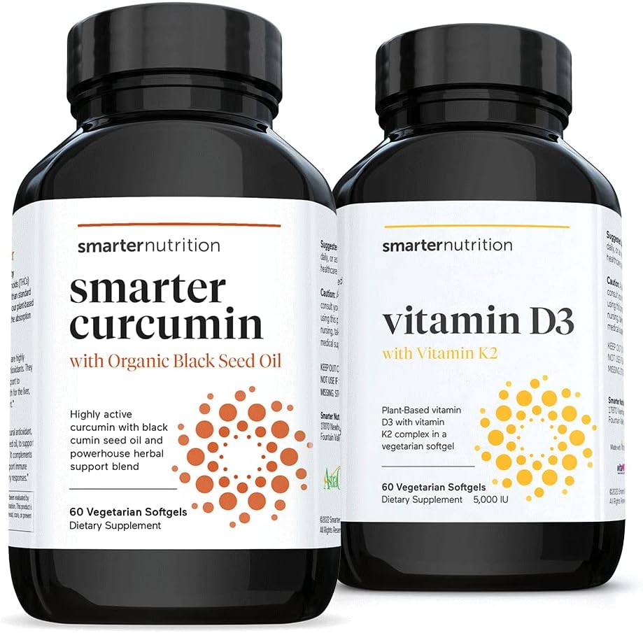 SMARTERNUTITION Curcumin - Potencie a absorpcie + Rastlinné-založené vitamín D3 Imunitná podpora s Vegánskym K2 komplexom