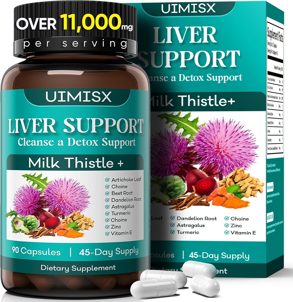 Mlieko Thistle Supplement - Pečeň Detox Čistiť Vzorec Bylinné Pečeň Podpora s mliekom Thitle, Púpava Root, Artičoky, Turmerica, Astragalus pre zdravie pečene, 90 Kapsule